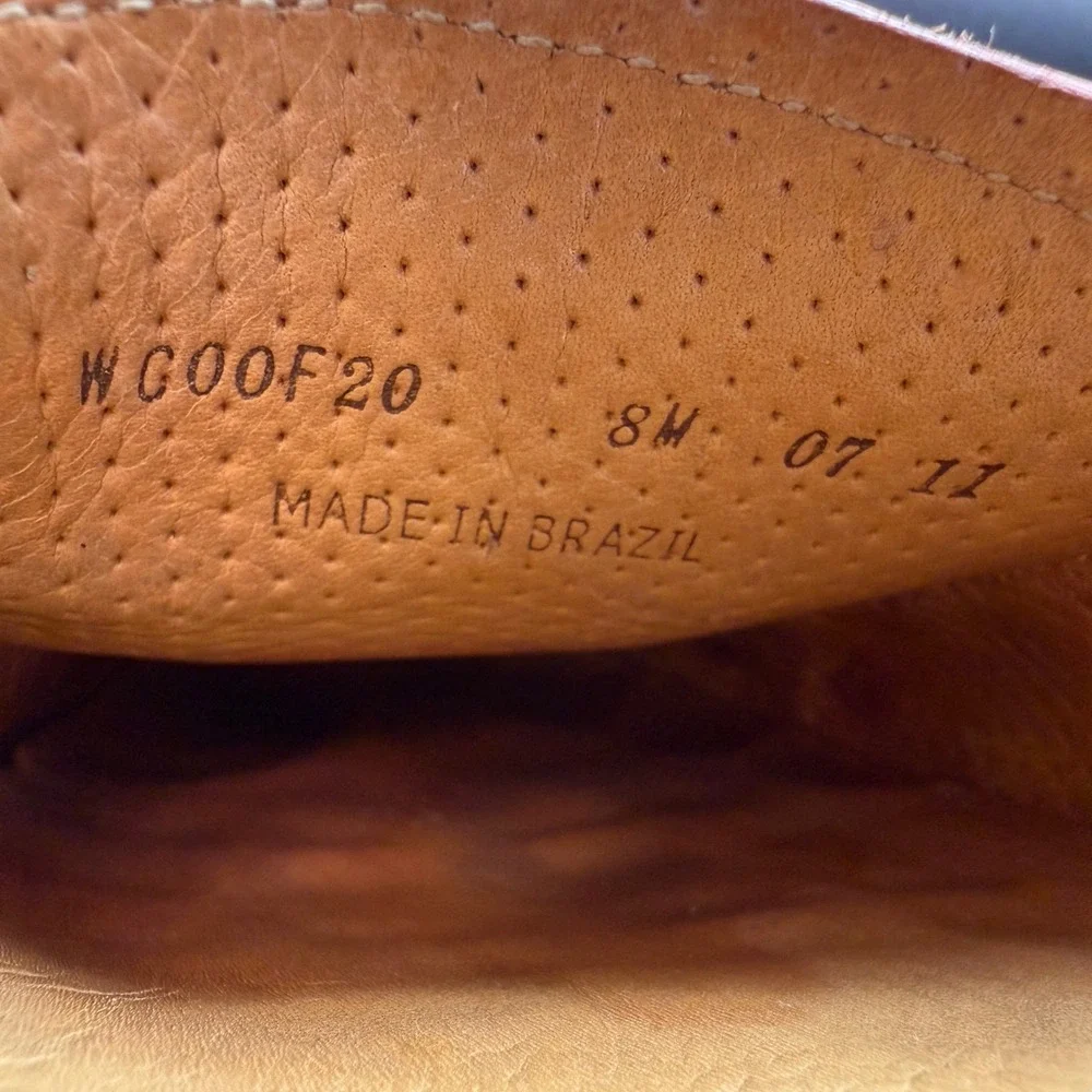 Peter Millar Men's Leather Driving Loafers Brown‎ Orange Size 8M Made in Brazil